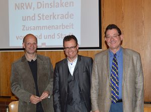 Stefan Zimkeit, Michael Heidinger und Ulrich Real im Gemeindezentrum Schmachtendorf.